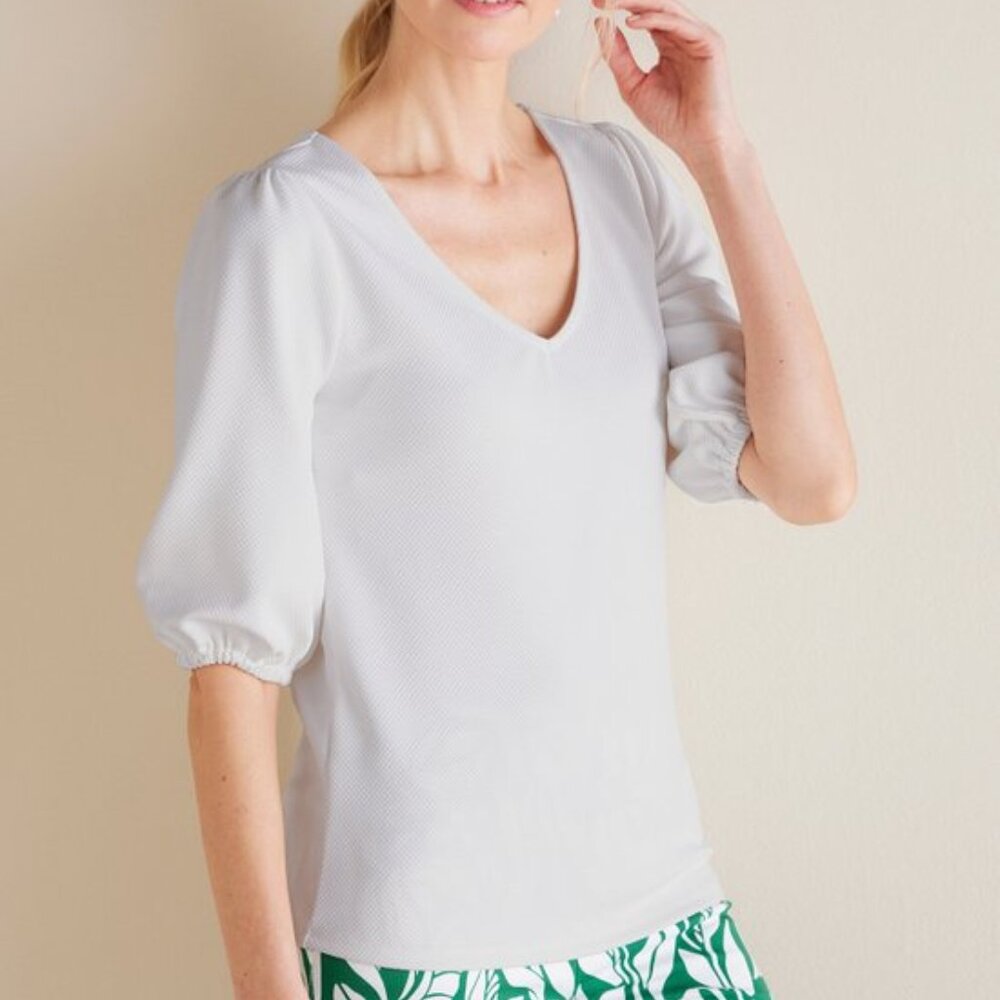 Women's Soft Surroundings Tabitha Puff Sleeve Top New With Tags!